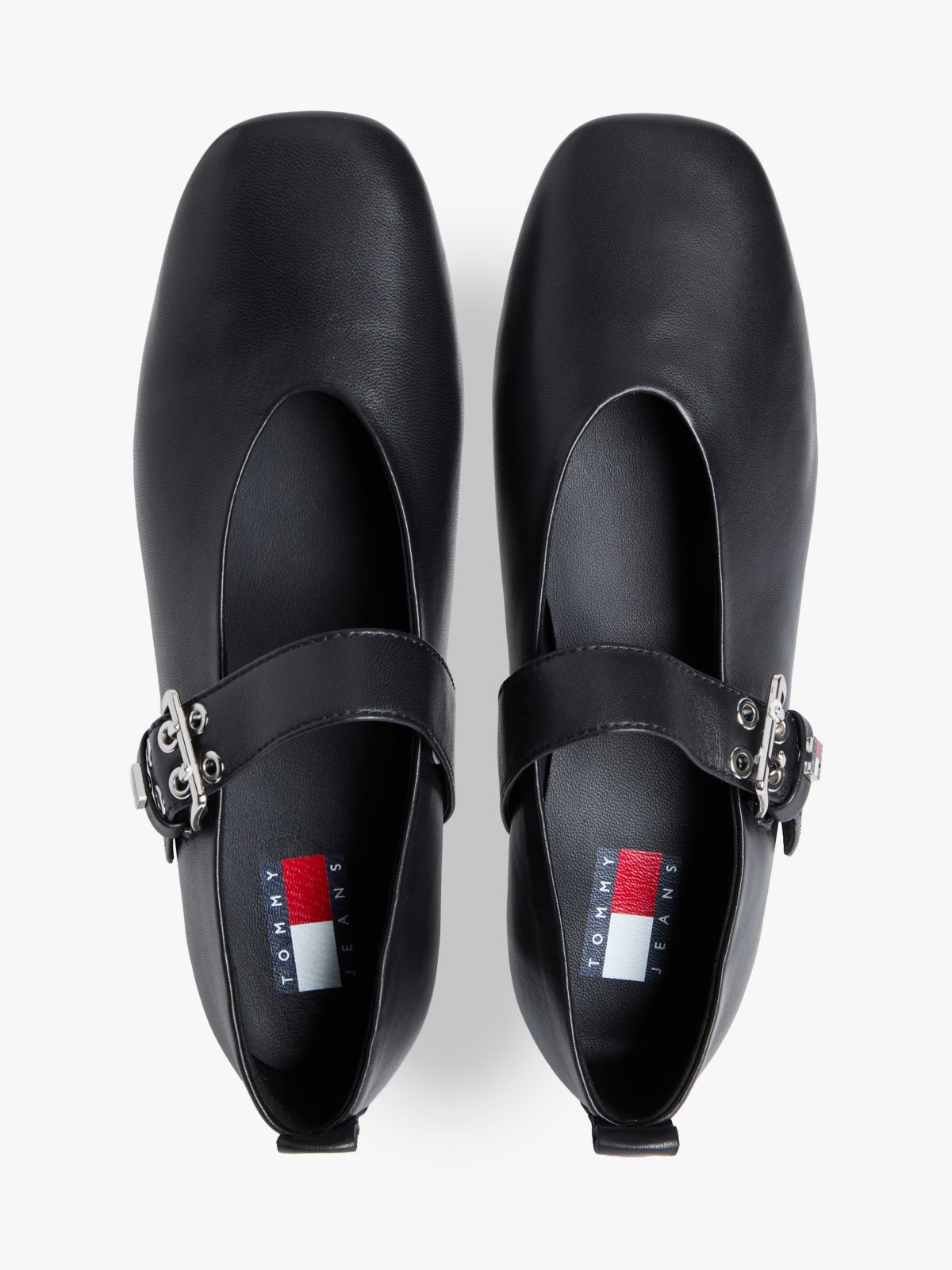 Leather Buckle Ballerinas — Black