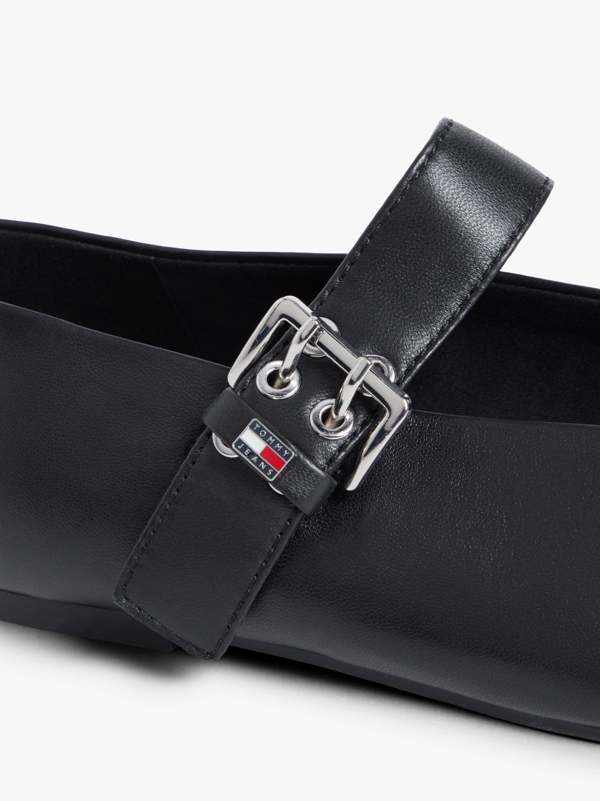 Leather Buckle Ballerinas — Black