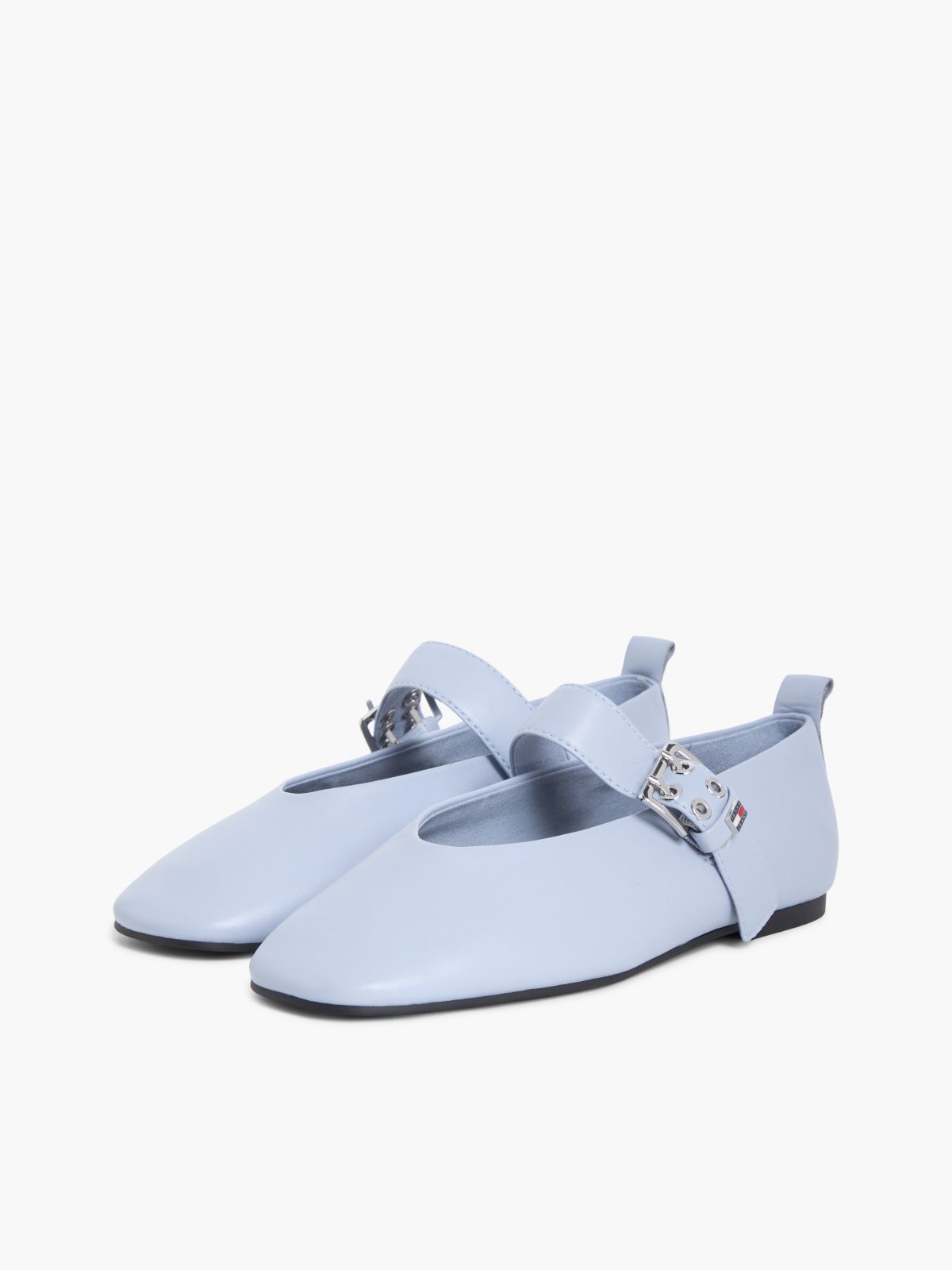 Leather Buckle Ballerinas — Blue