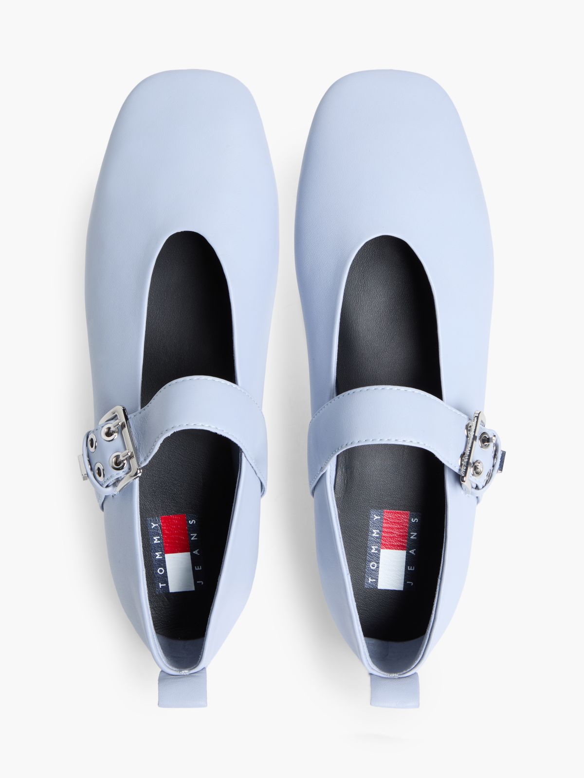 Leather Buckle Ballerinas — Blue