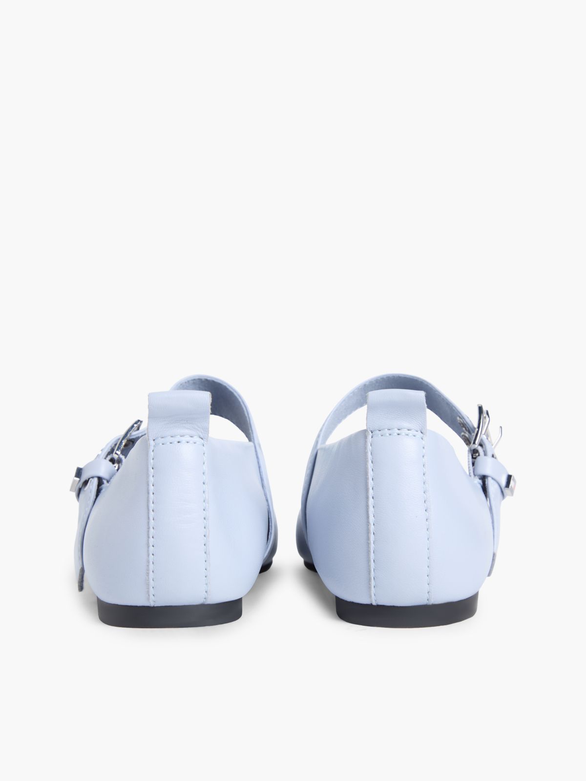 Leather Buckle Ballerinas — Blue