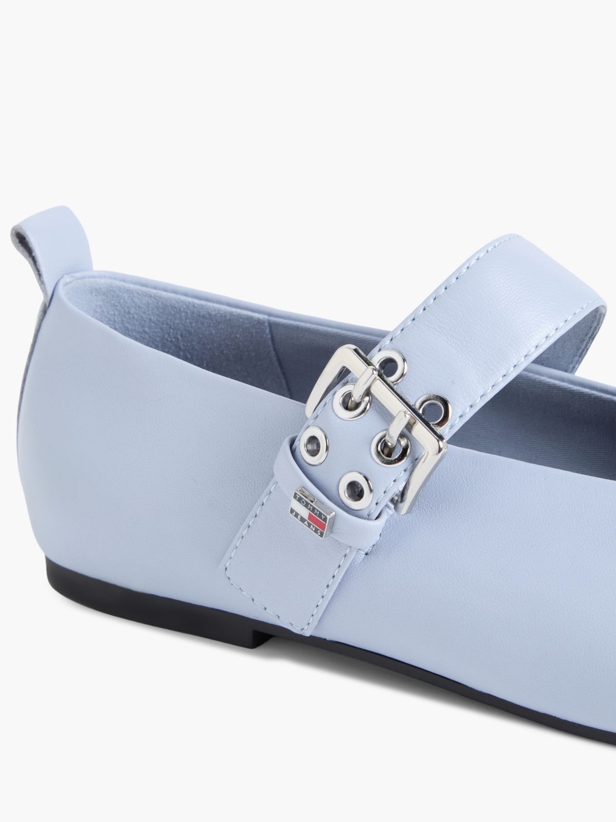 Leather Buckle Ballerinas — Blue