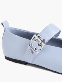 Leather Buckle Ballerinas — Blue 6