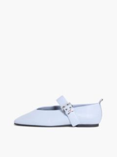 Leather Buckle Ballerinas — Blue 7