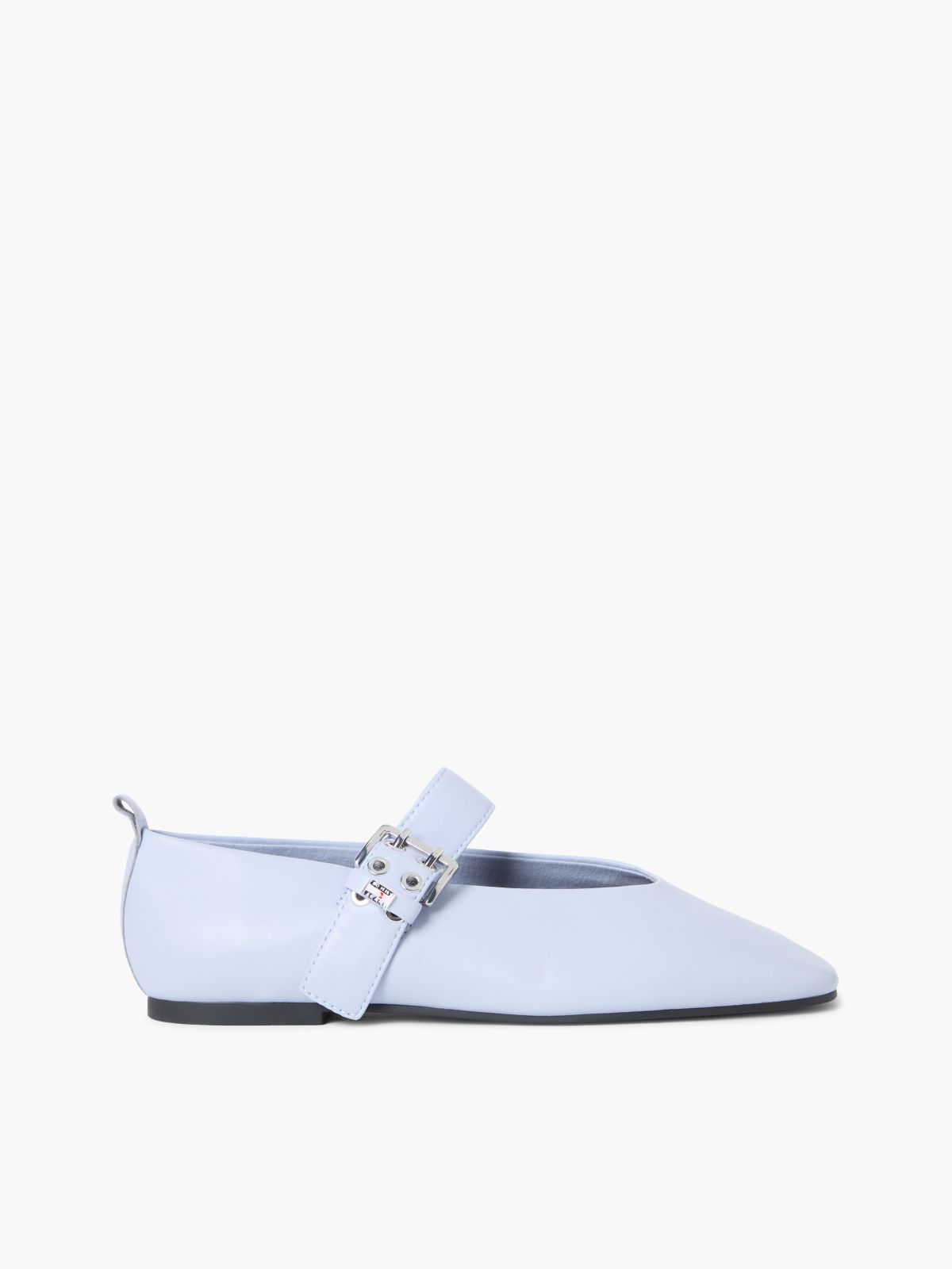 Leather Buckle Ballerinas — Blue