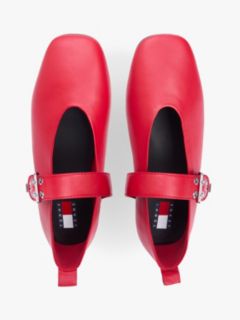 Leather Buckle Ballerinas — Red 3