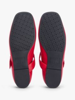 Leather Buckle Ballerinas — Red 5
