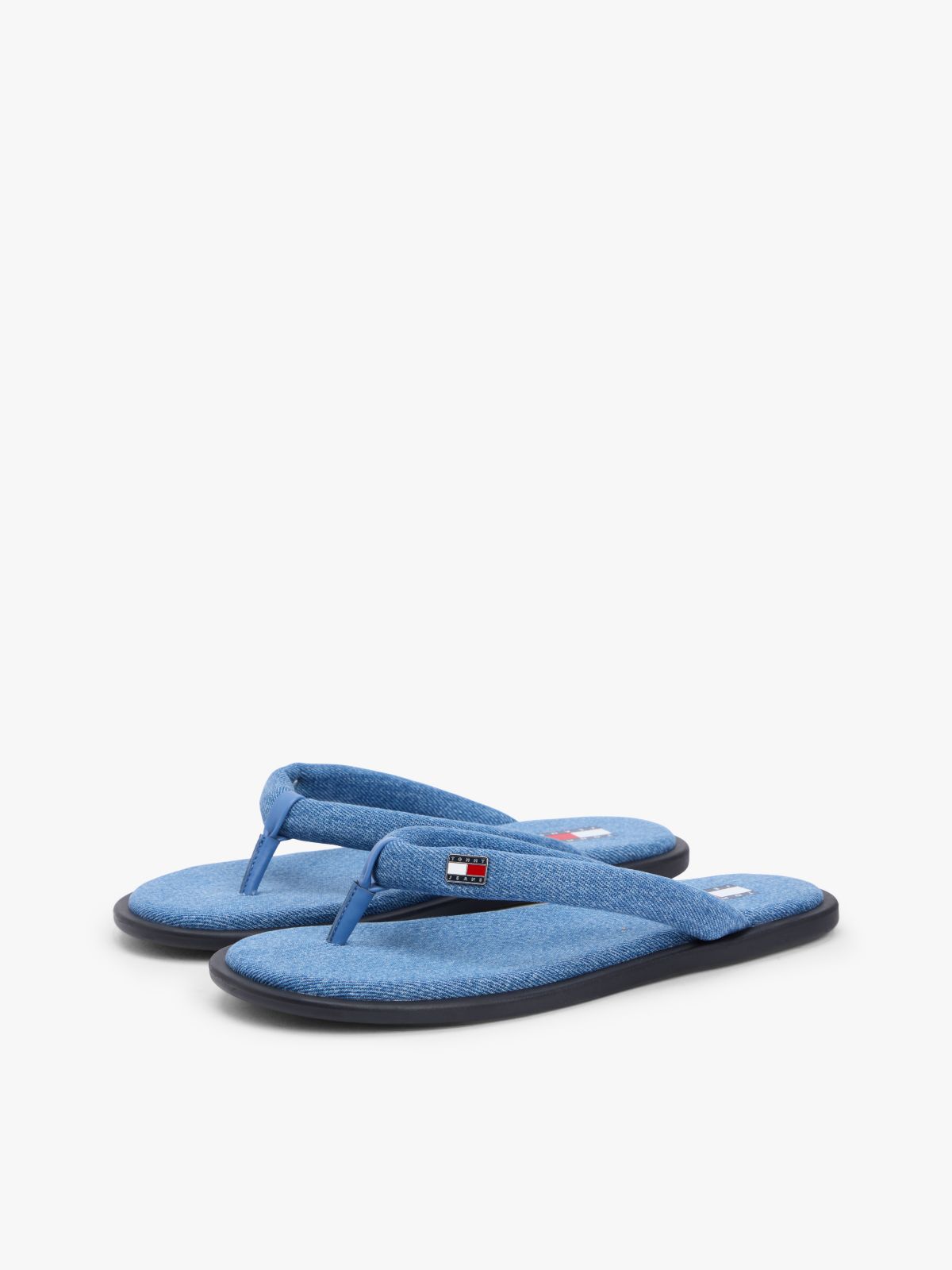 Denim Padded Strap Flip-Flops — Blue