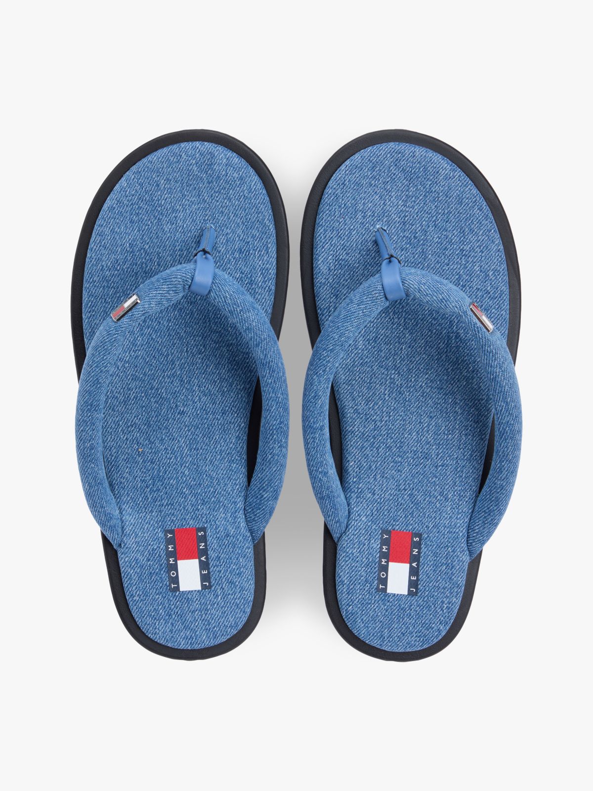 Denim Padded Strap Flip-Flops — Blue