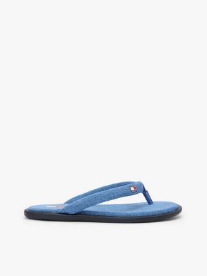 tongs en denim à bride rembourrée blue pour femmes tommy jeans