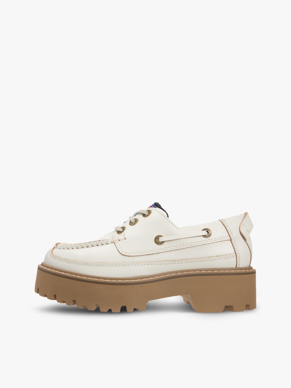 Archive Leather Chunky Cleat Boat Shoes — White