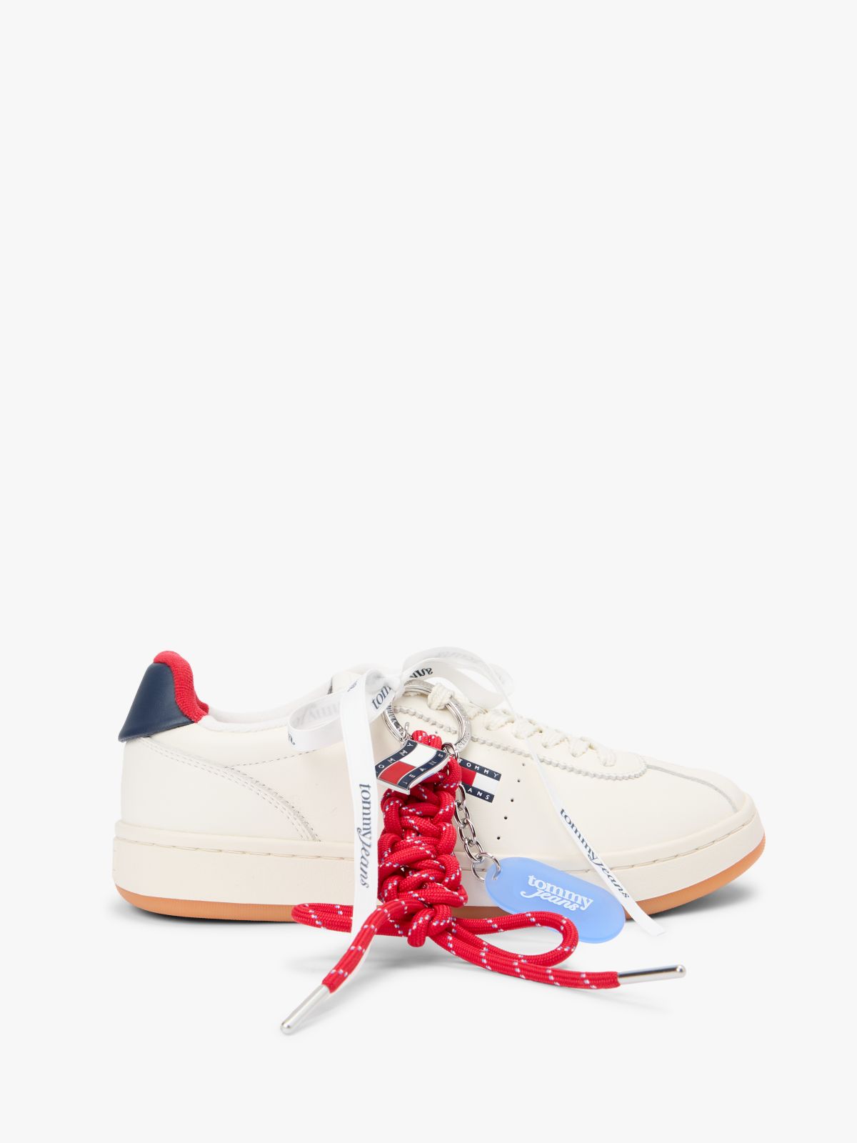 Leather Archive Court Trainers With Charms — White