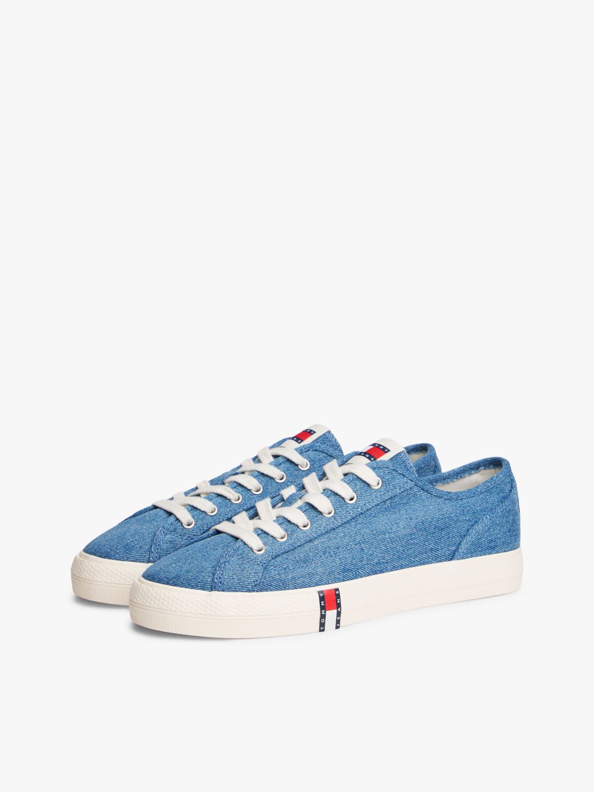 Archive Flag Stripe Washed Denim Trainers — Blue
