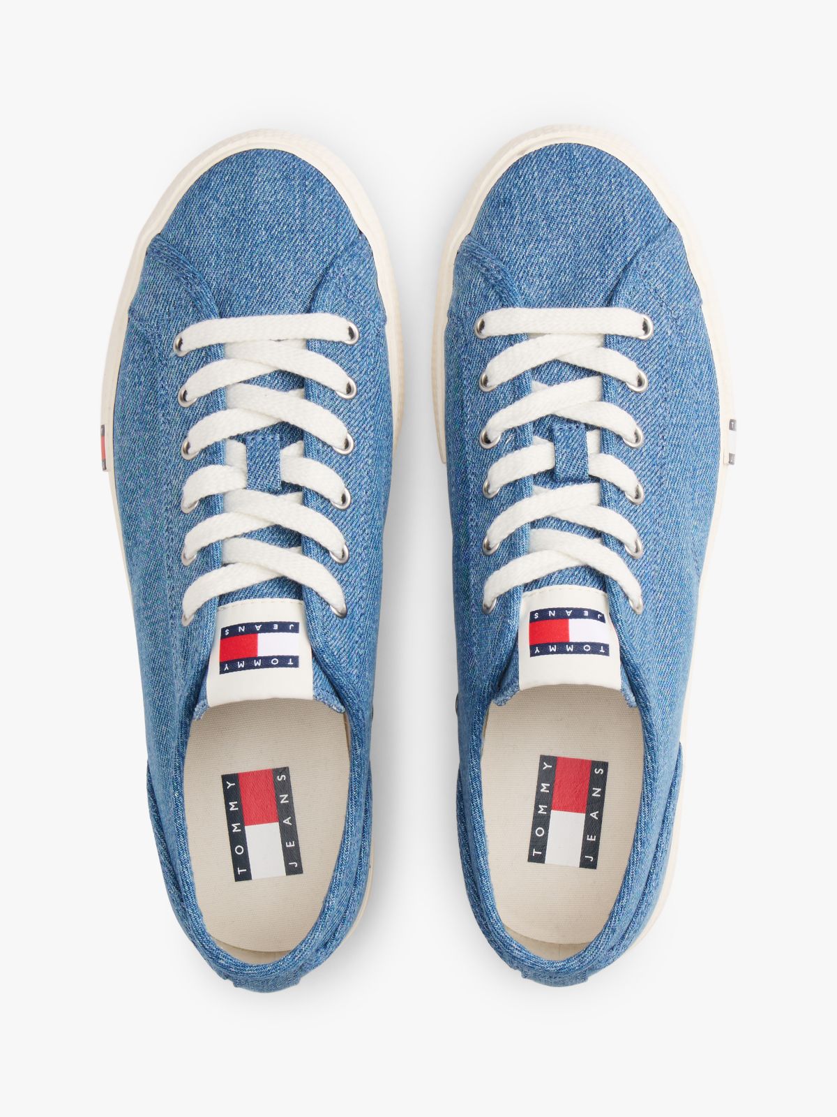 Archive Flag Stripe Washed Denim Trainers — Blue