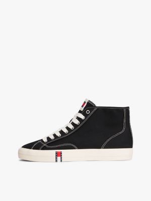 black archive flag stripe mid-top trainers for women tommy jeans