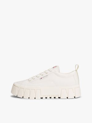 weiß rutschhemmender platform-sneaker mit logo für damen - tommy jeans