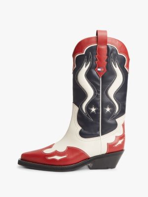 meerdere kleuren archive leren cowboylaars met colour-blocking voor dames - tommy jeans