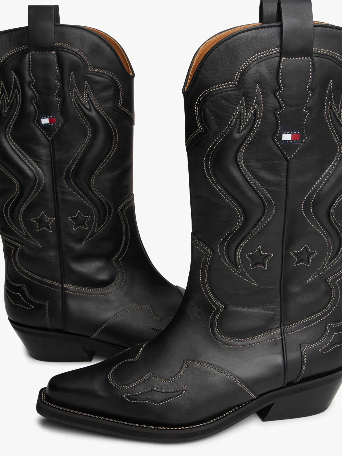 Archive Leather Cowboy Boots — Black