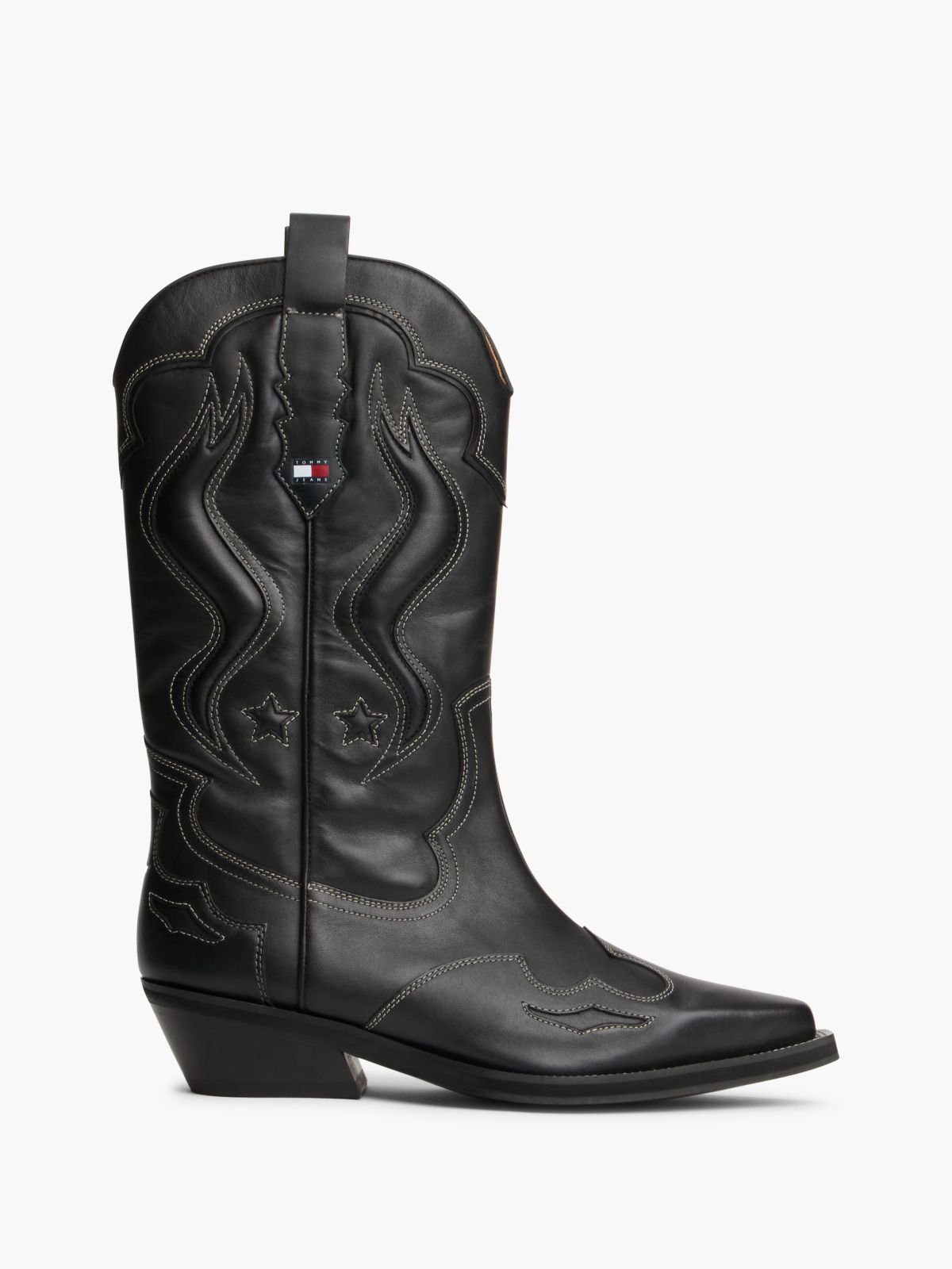 Archive Leather Cowboy Boots — Black