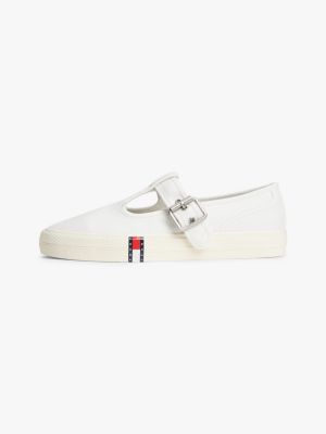 white archive mary jane buckle trainers for women tommy jeans