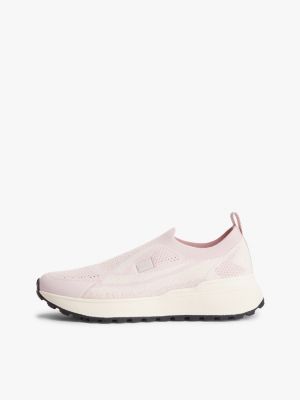 pink logo knit cleat slip-on trainers for women tommy jeans