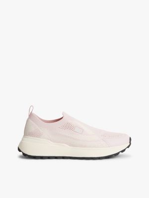 pink logo knit cleat slip-on trainers for women tommy jeans