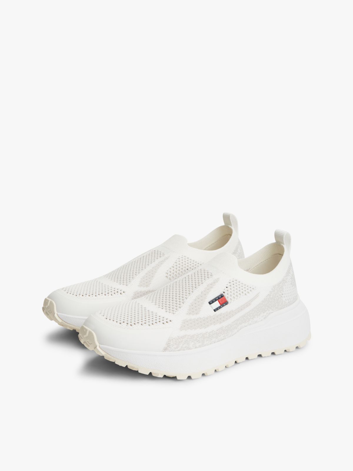Logo Knit Cleat Slip-On Trainers — White