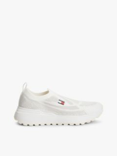 Logo Knit Cleat Slip-On Trainers — White 1
