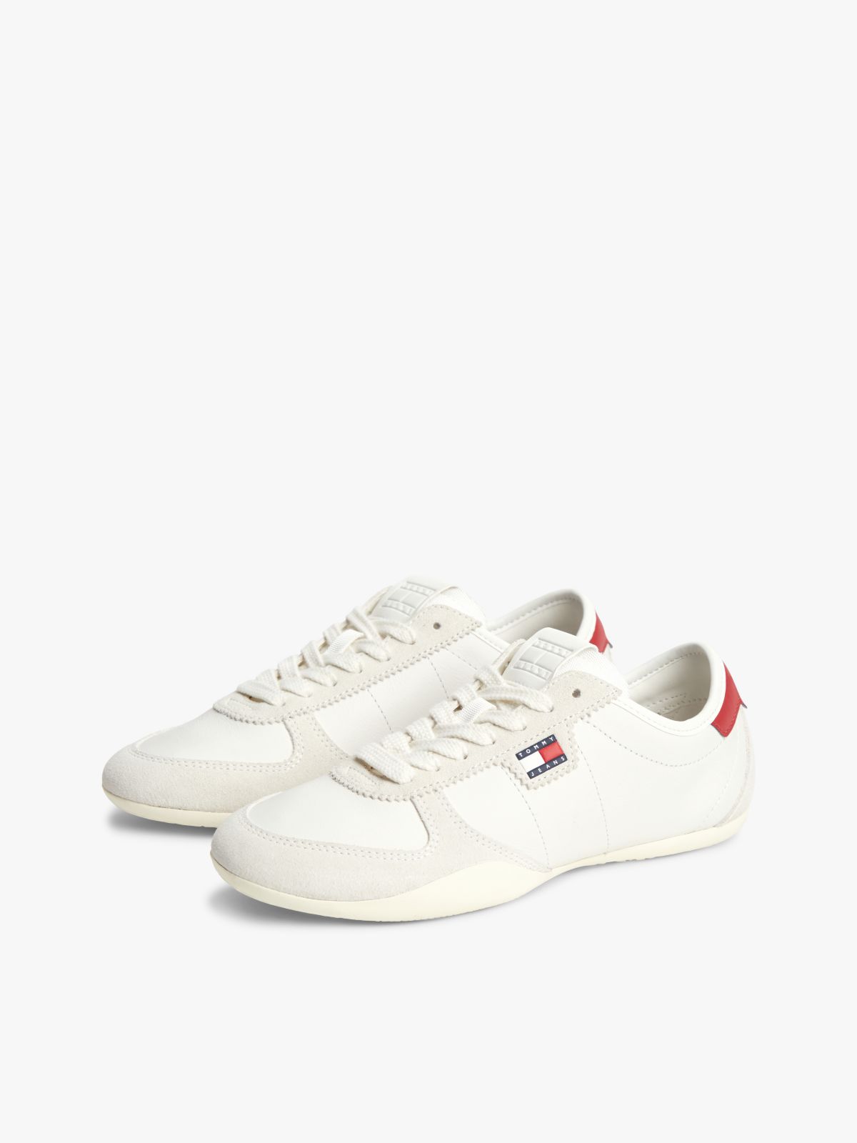 Leather Low Profile Ballet Trainers — White