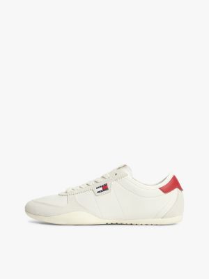 white leather low profile ballet trainers for women tommy jeans