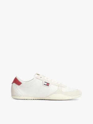 blue leather low profile ballet trainers for women tommy jeans