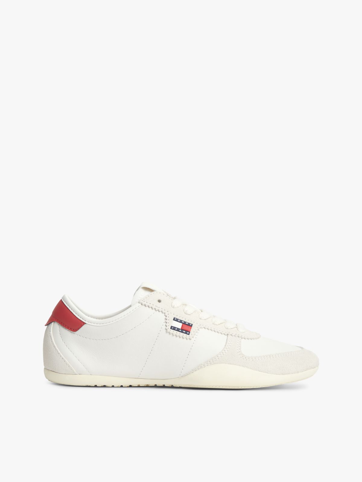 Leather Low Profile Ballet Trainers — White