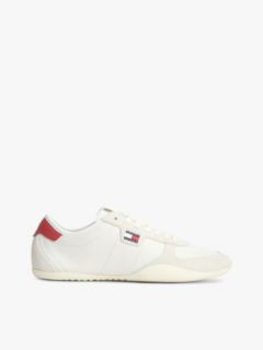 Leather Low Profile Ballet Trainers — White 1
