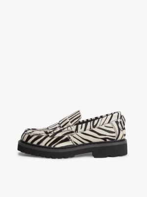 meerdere kleuren archive penny loafer met zebraprint en profielzool voor dames - tommy jeans
