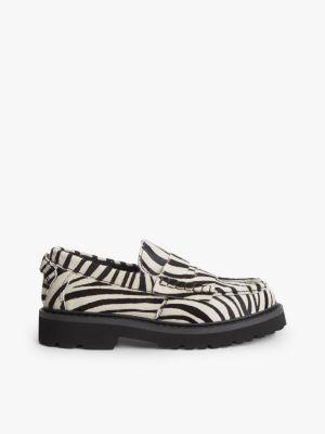 multi archive penny loafer met zebraprint en profielzool voor dames - tommy jeans