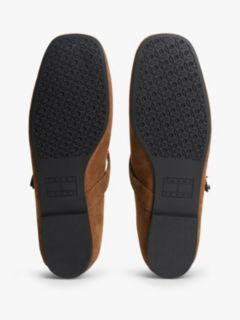 Suede Buckle Square Toe Ballerinas — Brown 5