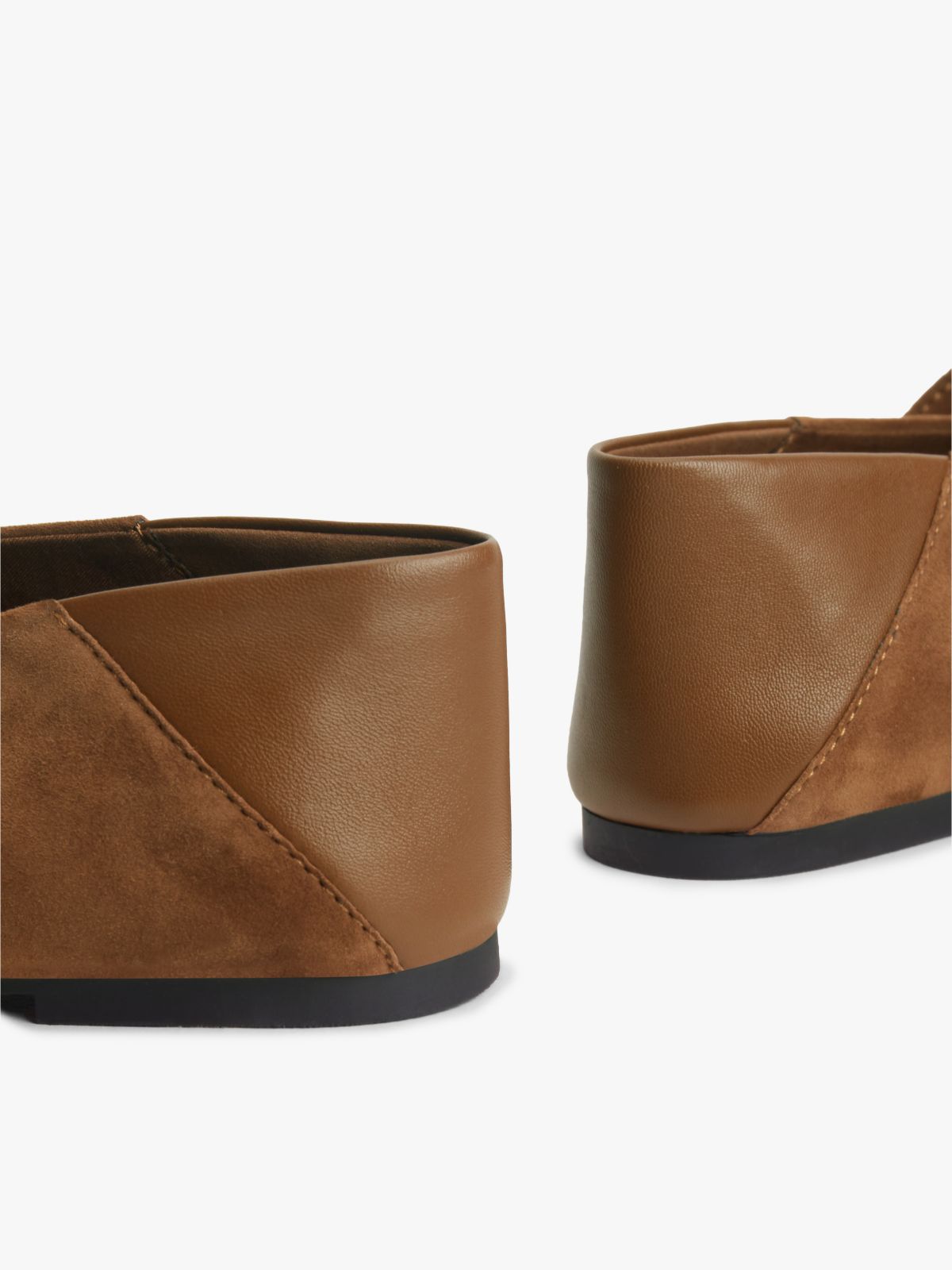 Suede Buckle Square Toe Ballerinas — Brown