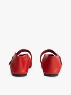 Suede Buckle Square Toe Ballerinas — Red 4