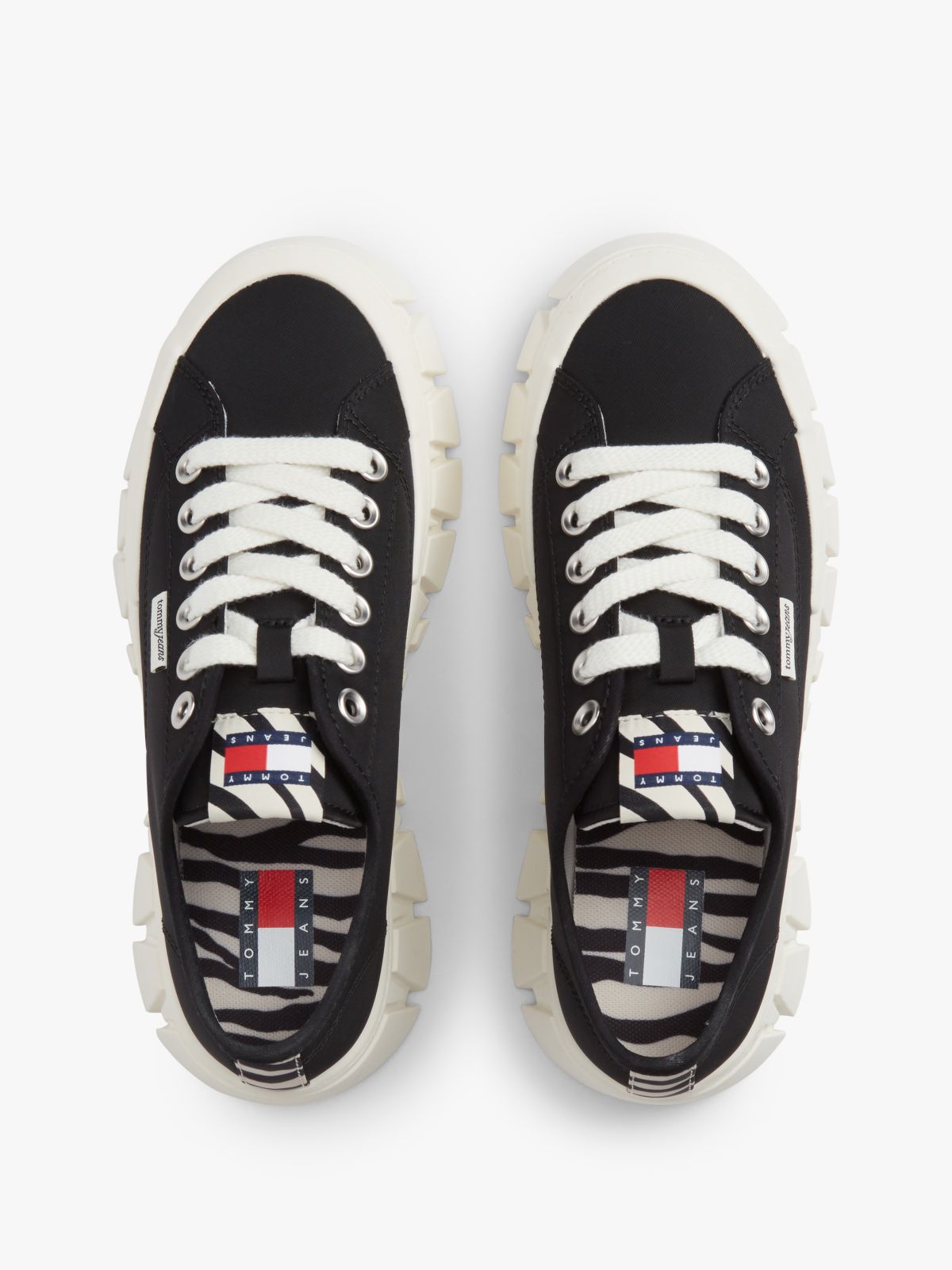Zebra Print Logo Platform Cupsole Trainers — Black