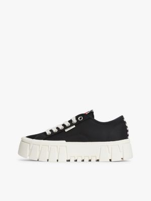 black zebra print logo platform cupsole trainers for women tommy jeans