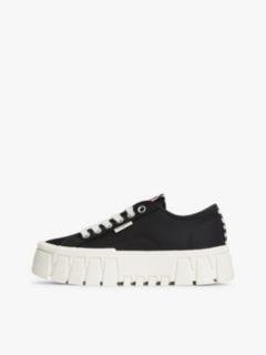 Zebra Print Logo Platform Cupsole Trainers — Black 7
