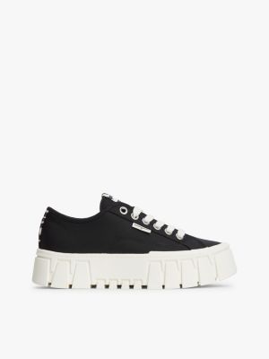 black zebra print logo platform cupsole trainers for women tommy jeans