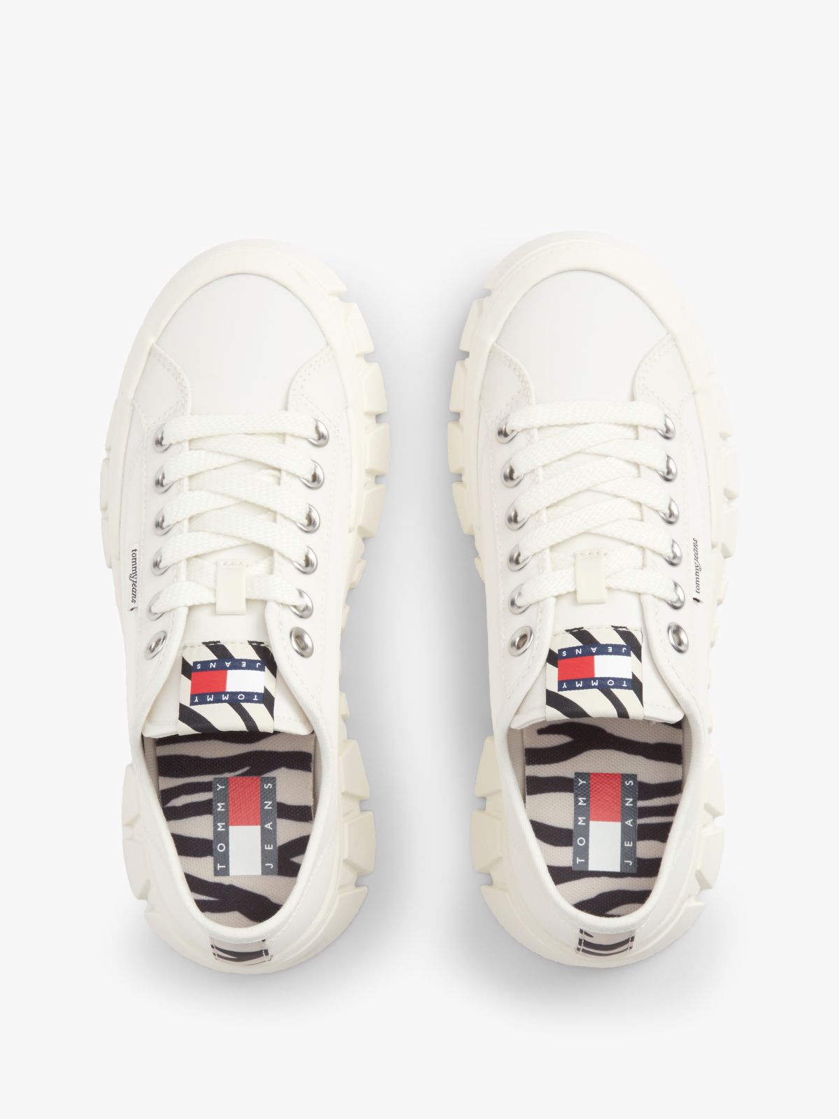 Zebra Print Logo Platform Cupsole Trainers — White