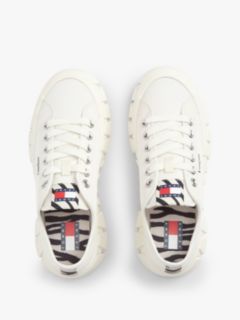 Zebra Print Logo Platform Cupsole Trainers — White 3