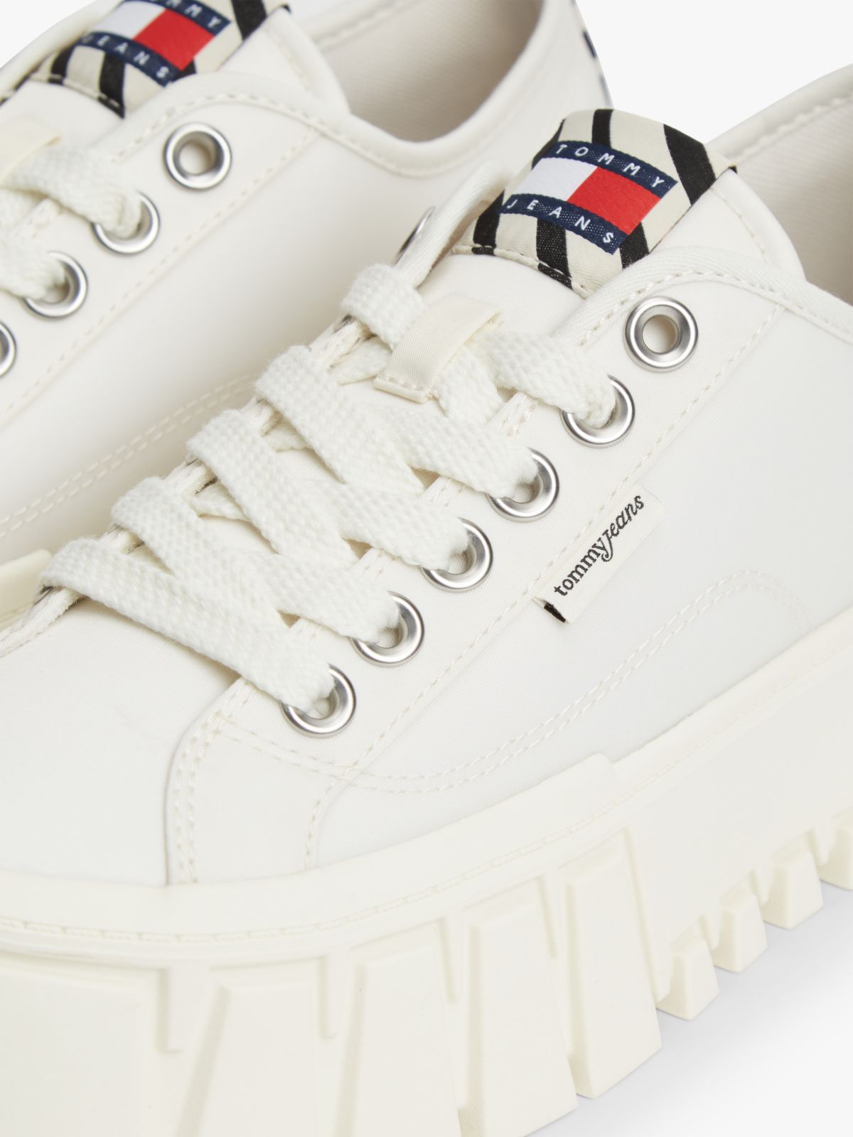Zebra Print Logo Platform Cupsole Trainers — White