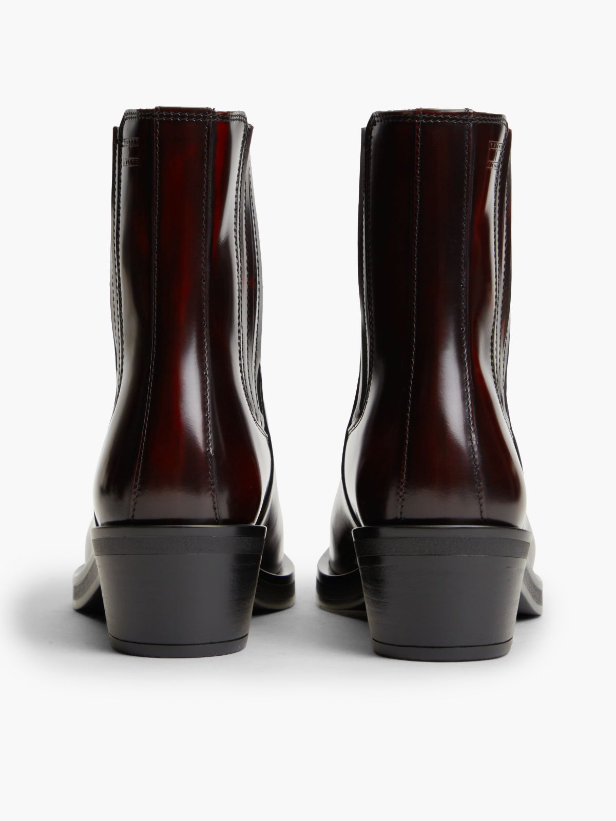 Leather Embossed Logo Western Boots — Brown