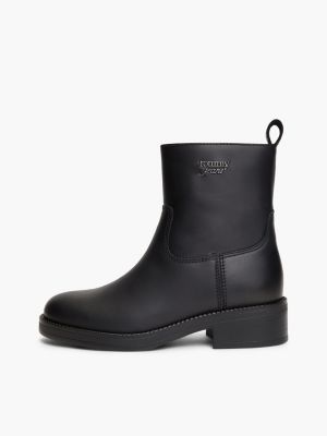 black leather soft outsole chelsea boots for women tommy jeans
