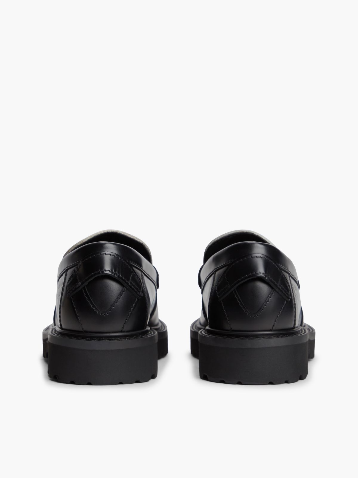 Archive Leather Contrast Penny Loafers — Black
