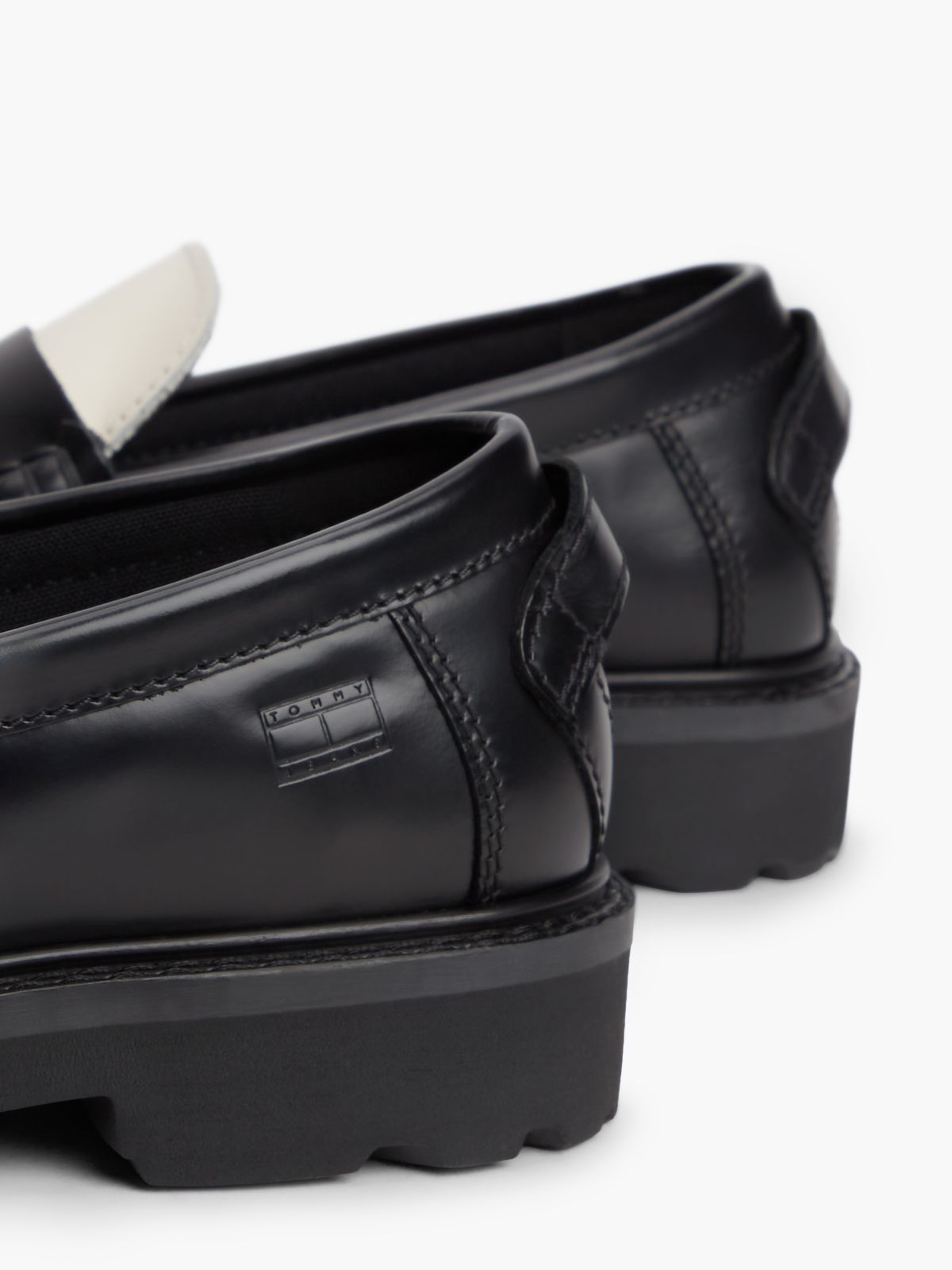 Archive Leather Contrast Penny Loafers — Black
