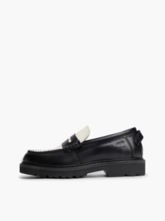 Archive Leather Contrast Penny Loafers — Black 7
